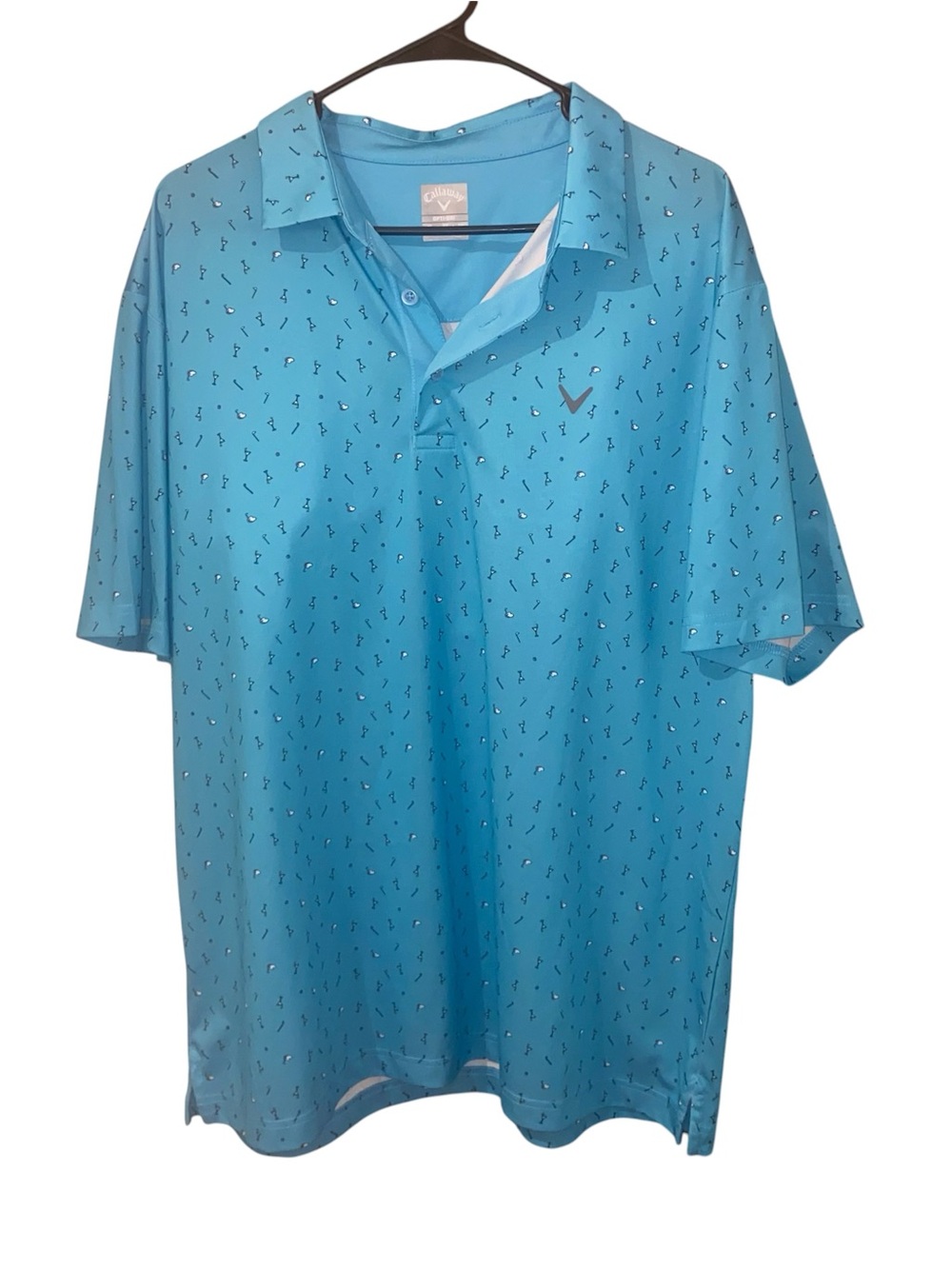Callaway Light Blue Micro-Print Golf Polo